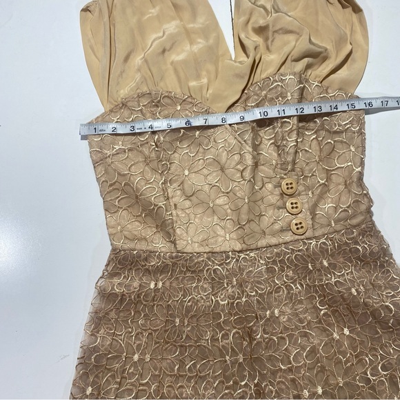 Frock By Tracy Reese Nude Pleated Vintage Inspired Silk Cotton Floral Dress 6 - Picture 12 of 15